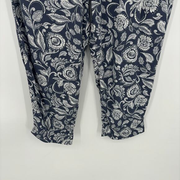 Jessica Simpson Navy Blue Floral Print Wide Leg Pants Large - Picture 4 of 13